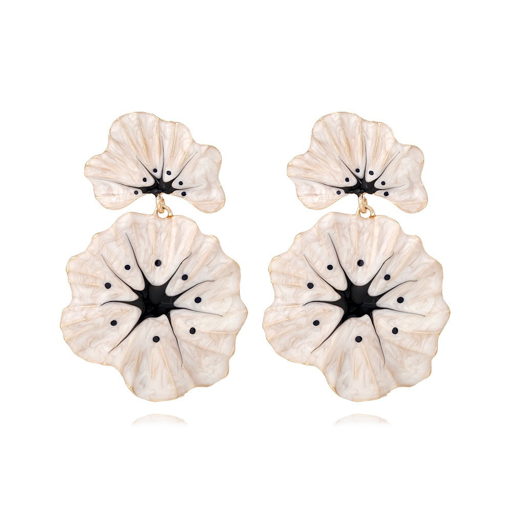 Alloy Drip Oil Flower Earrings