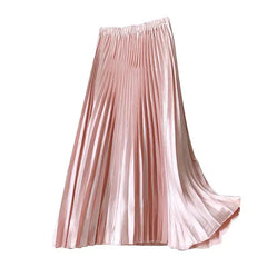 Pleated High-Waist Midi Skirt