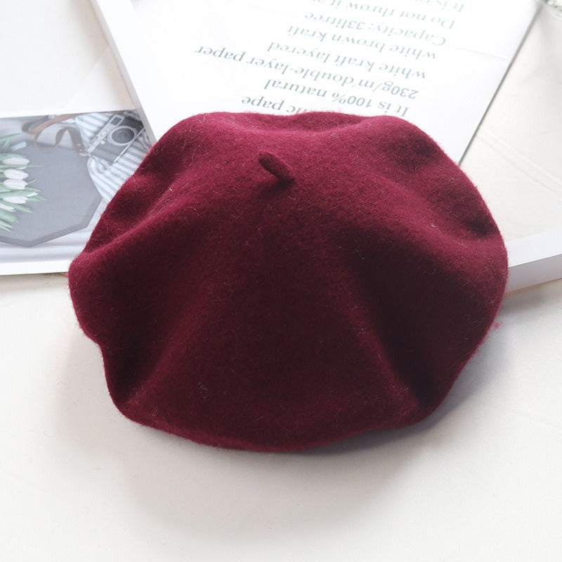 Round Top Knitted Wool Beret