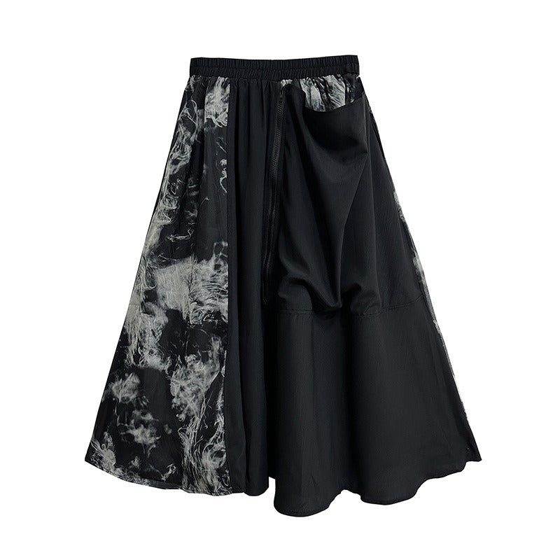 Vintage Tie Dye Mesh High Waisted Midi Skirt