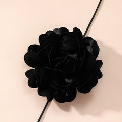 Retro Exaggerated Large Flower Tie Collar Neck Strap Necklace