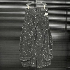 Vintage Distressed Straight Wide Leg Denim Pants