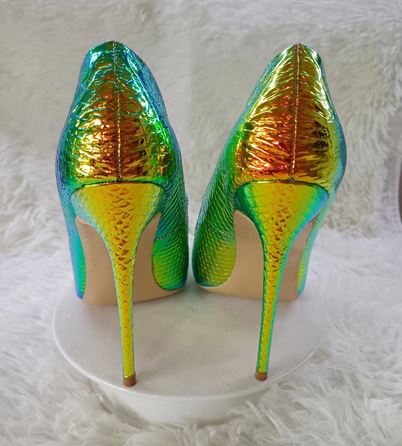 Iridescent Snake Pattern Stilettos