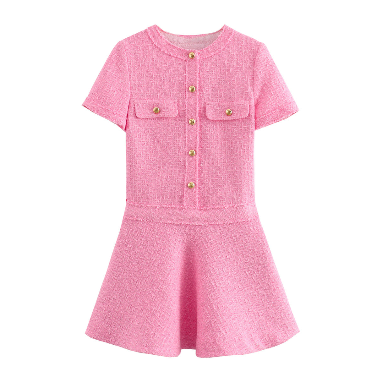 Round Neck Woolen Short Sleeve Dress