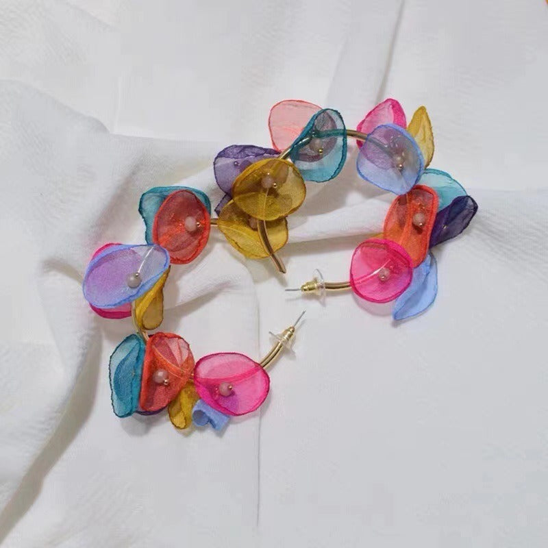 Chiffon Petals Round Earrings