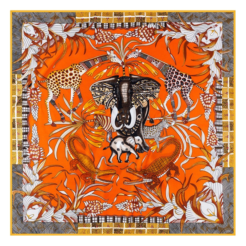 Animal Kingdom Print Twill Silk Square Scarf