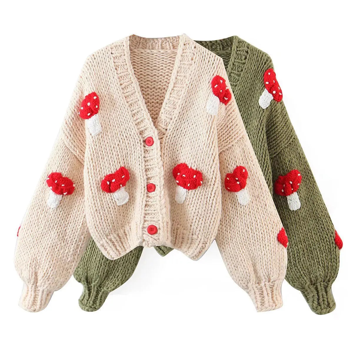 3D Mushrooms Knitted Cardigan