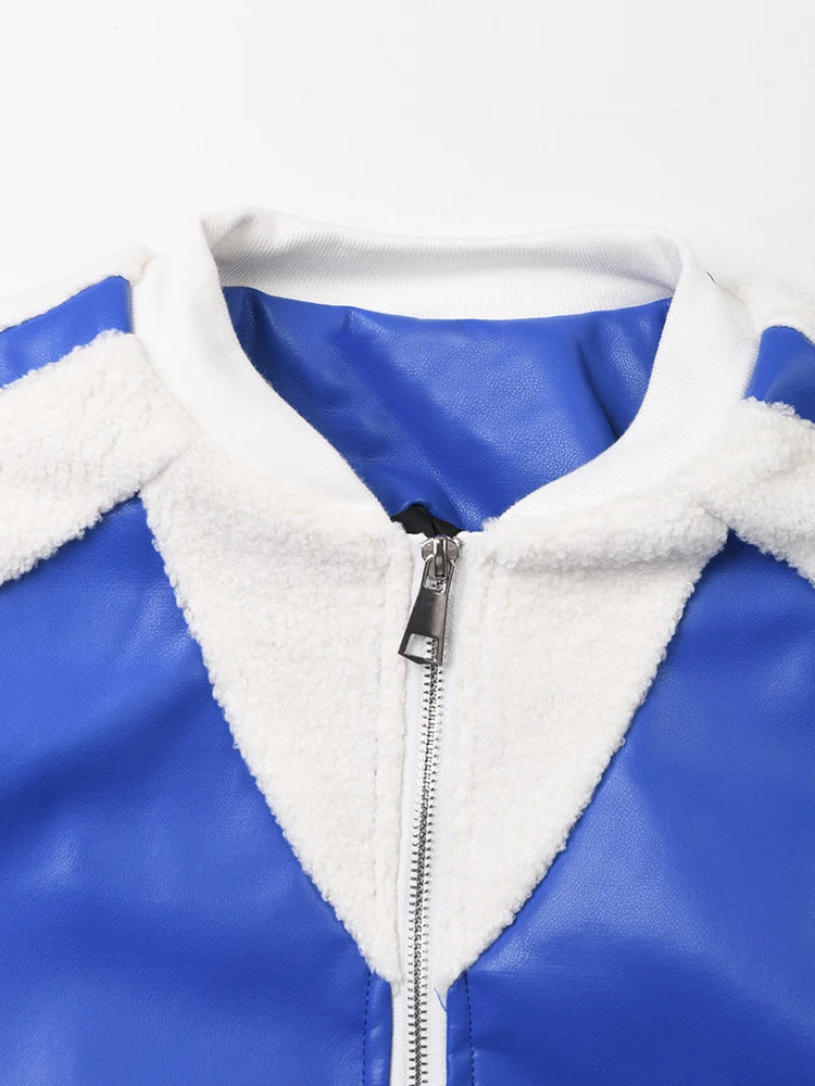 Contrast Color Padded Zip-Up Jacket