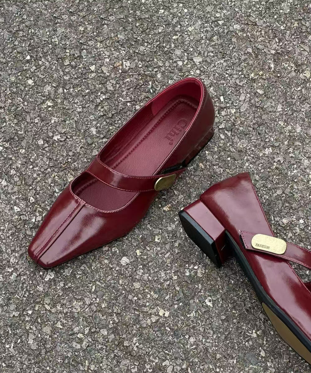 Black Buckle Strap Splicing Chic Faux Leather Chunky Shoes