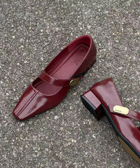 Black Buckle Strap Splicing Chic Faux Leather Chunky Shoes