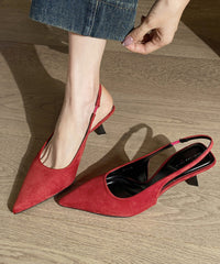 Brown Sandals High Heel Suede Stylish Splicing Pointed Toe