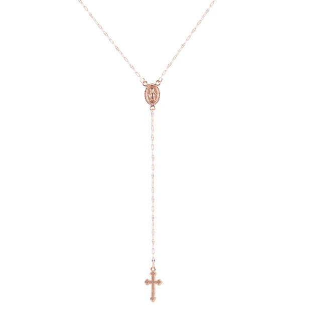 Cross Pendant Chain Rosary Necklace