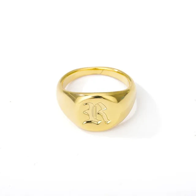 Stainless Steel A-Z Letter Initial Rings