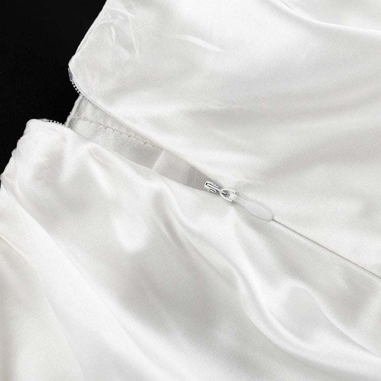 Solid Satin High Waisted Mini Skirt
