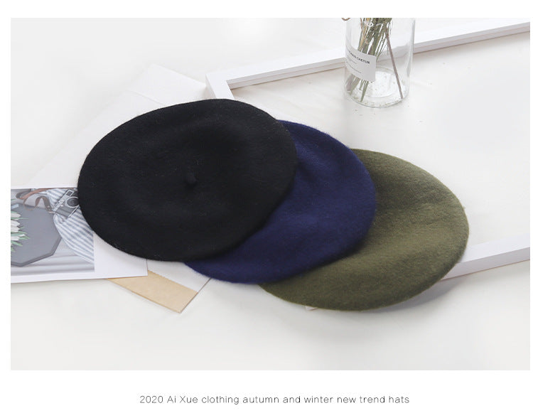 Round Top Knitted Wool Beret