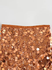 Gold Sequins Embellished Mini Skirt