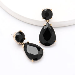 Glass Water Drop Alloy Earrings