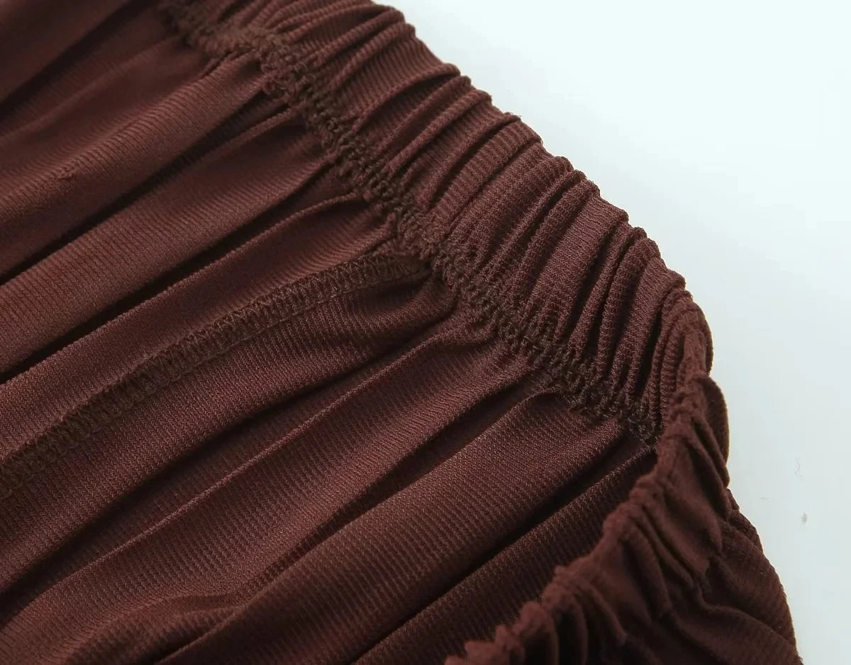 Tube Top+Pants Pleated Set