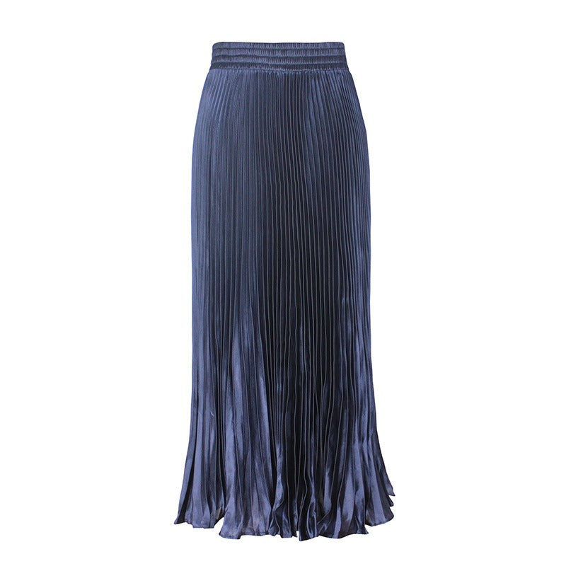 Glossy Pleated Accordion Skirt