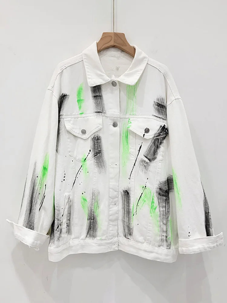 Color Graffiti Ink Splashing Denim Jacket