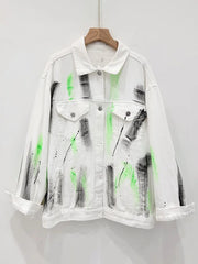 Color Graffiti Ink Splashing Denim Jacket