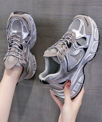 Women Splicing Platform Sport Shoes Pink Breathable Mesh