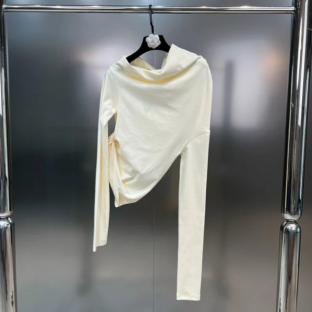 Irregular Sloping Shoulder Top + Hip Hugging Skirt