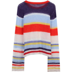 Sheer Multicolor Stripes Mohair Sweater