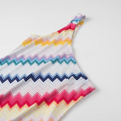 Rainbow Stripe Diagonal Shoulder Dress