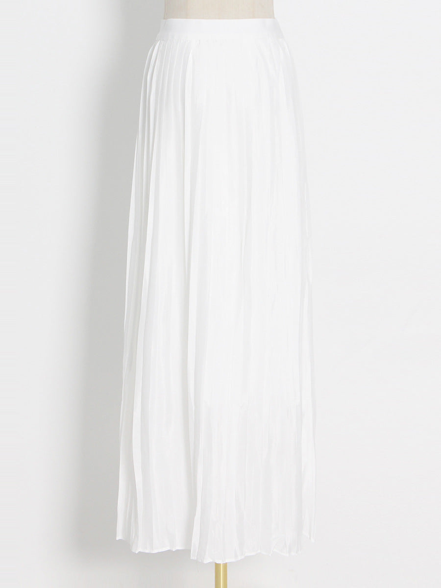 Halter Neck Sleeveless Irregular Top + Pleated Skirt Set