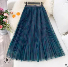 Plaid Maxi Tulle Skirt