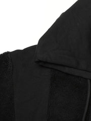 Spliced Woolen Hooded Cropped Sweatshirt