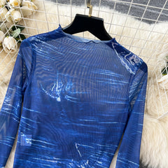 Sheer Top+Flare Pants Set