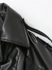 Asymmetrical Faux Leather Scarf Jacket