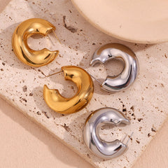 Gold Irregular Chunky Hoop Earrings