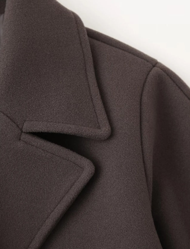 Elegant Gray Double Breasted Charm Coat