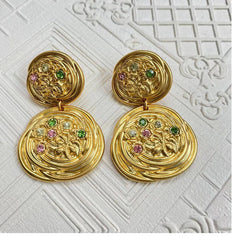 Antique Flower Embossed Earrings