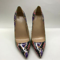 Snake Printed Faux-Leather Pointed-Toe Shoes