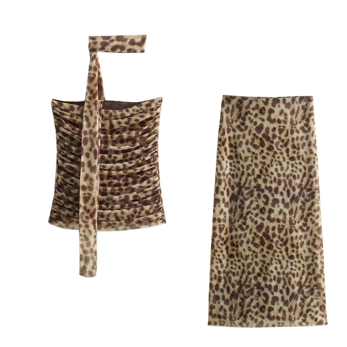 Animal Print Tulle Top + Skirt Set