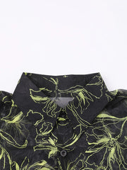 Sheer Floral Print Long Sleeve Shirt