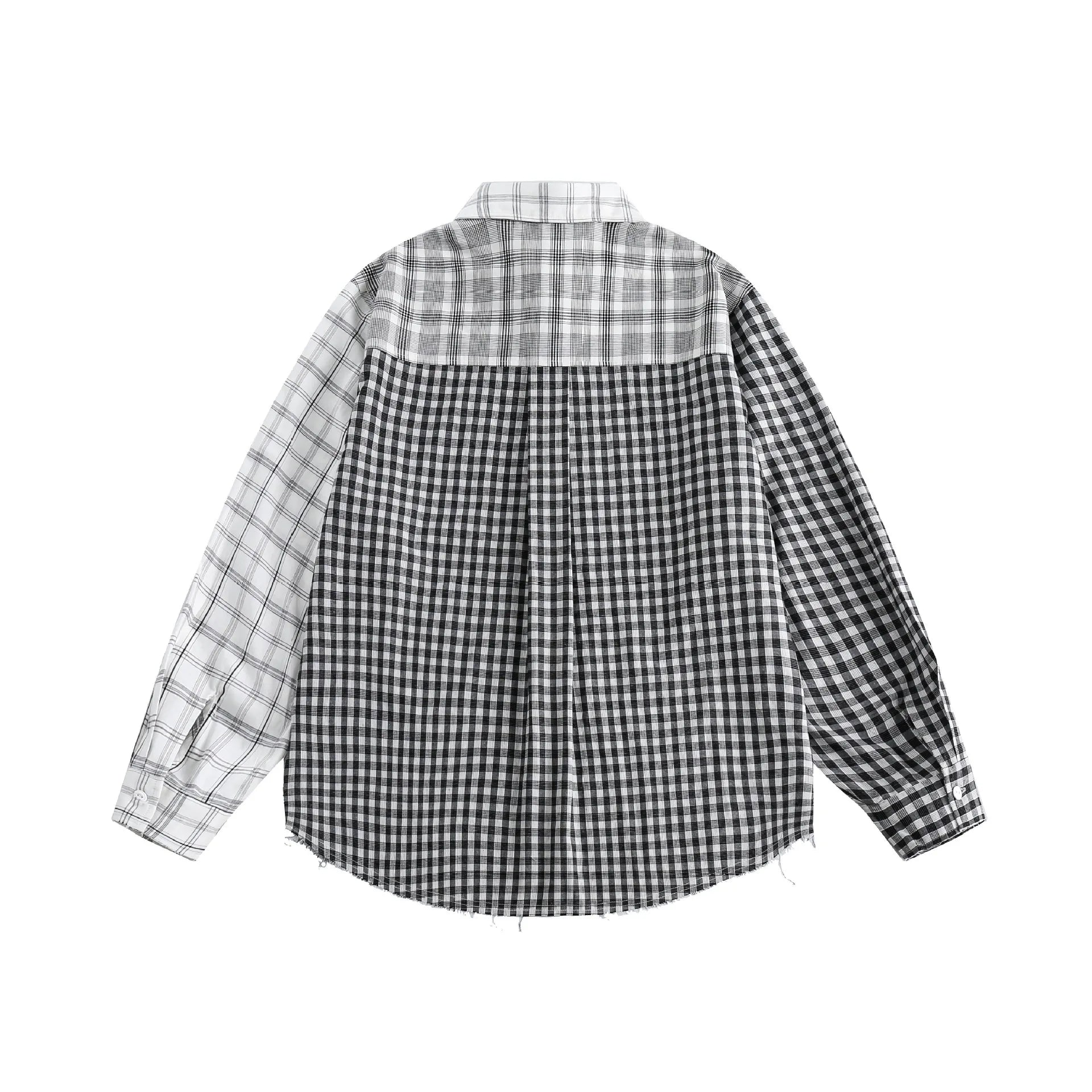Checked Plaid Patchwork Shirt
