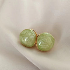 S925 Silver Needle Round Drip Oil Ear Button
