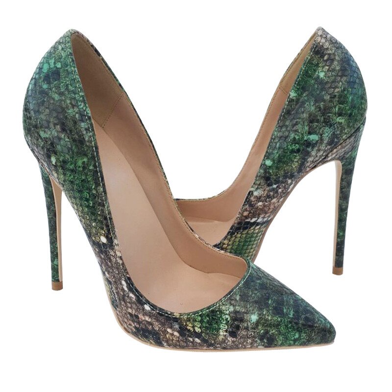 Green Snake Pattern Stiletto Pumps