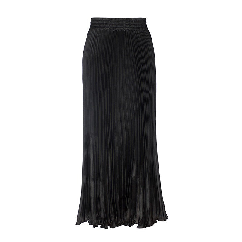 Glossy Pleated Accordion Skirt