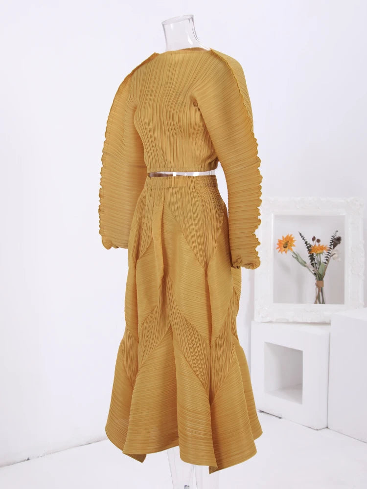 Pleated Short Top+ Pants Set