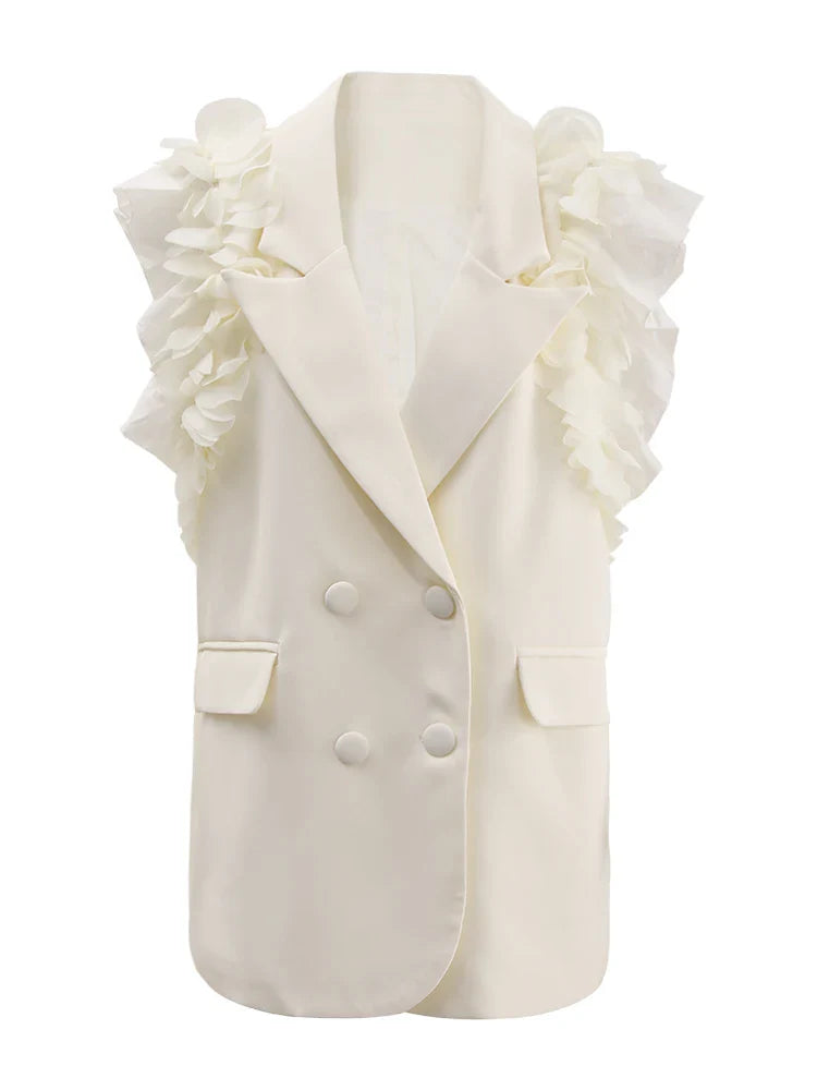 Fungus Edge Splicing Double Breasted Suit Vest