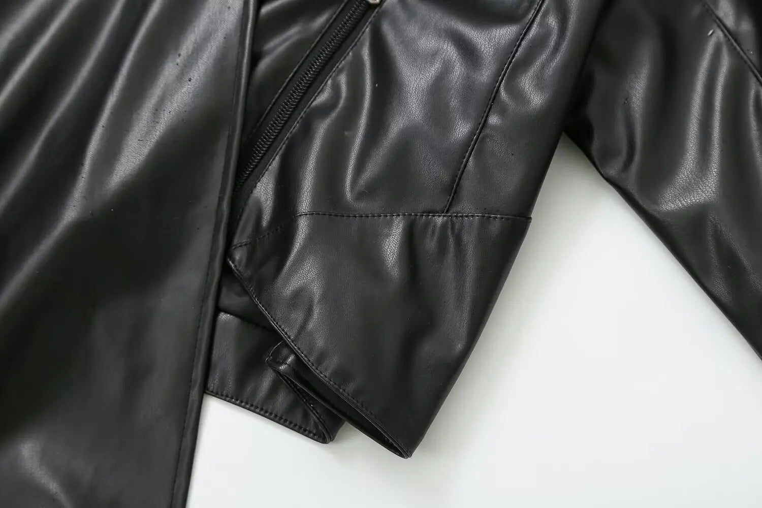 Asymmetrical Faux Leather Scarf Jacket