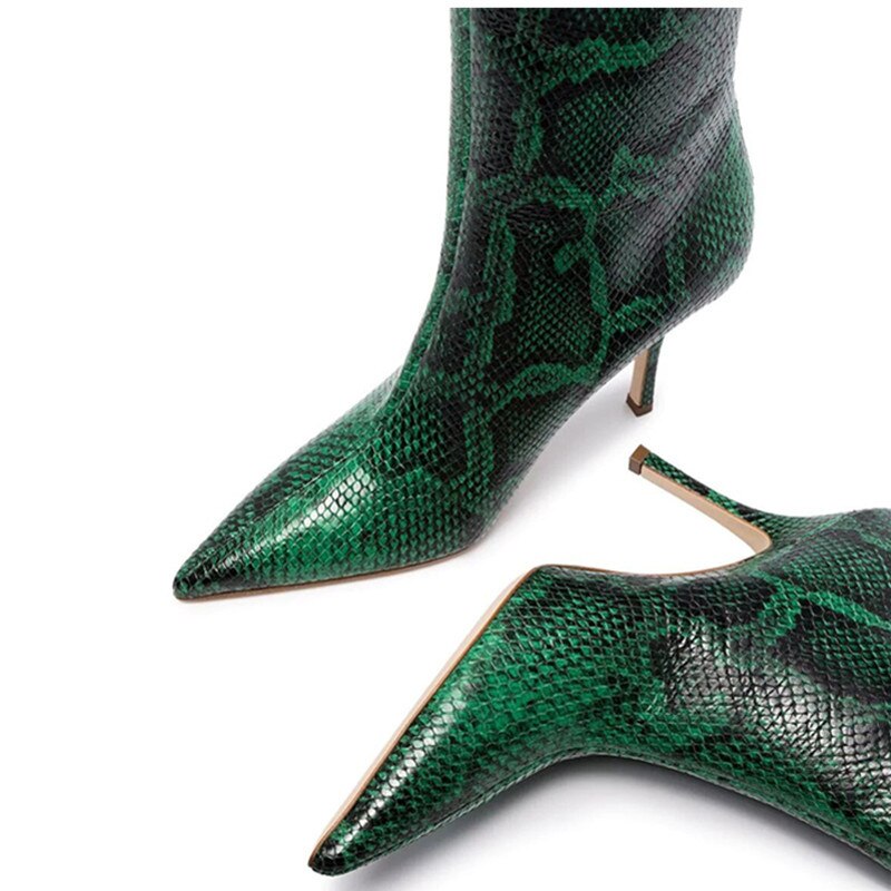 Green Serpentine Stiletto Boots