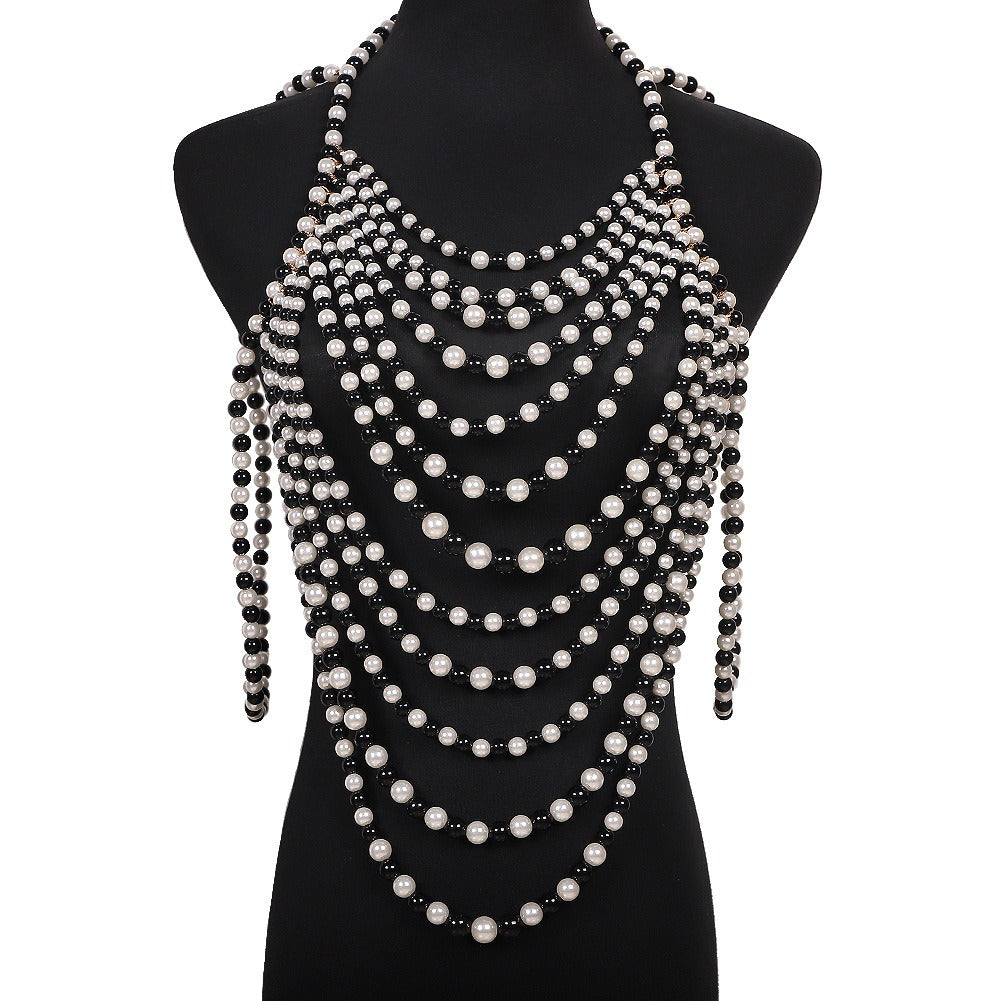 Multi Layered Chain Beaded Necklace