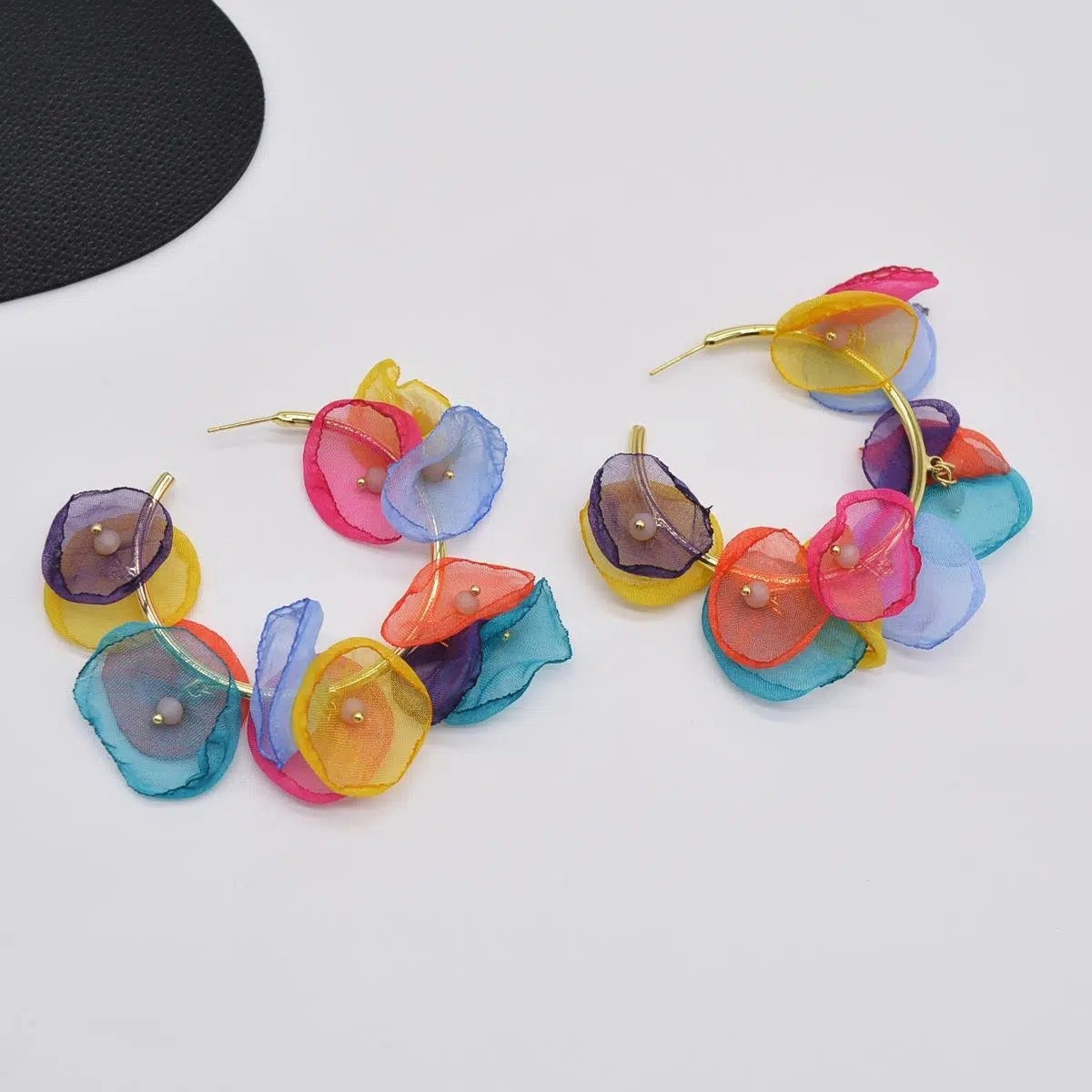 Chiffon Petals Round Earrings